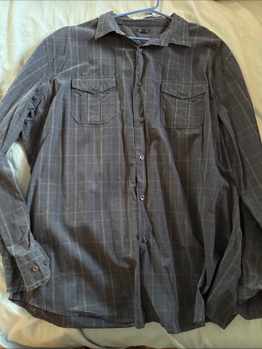 Apt. 9 Navy and Dark Gray Striped Men's Shirt